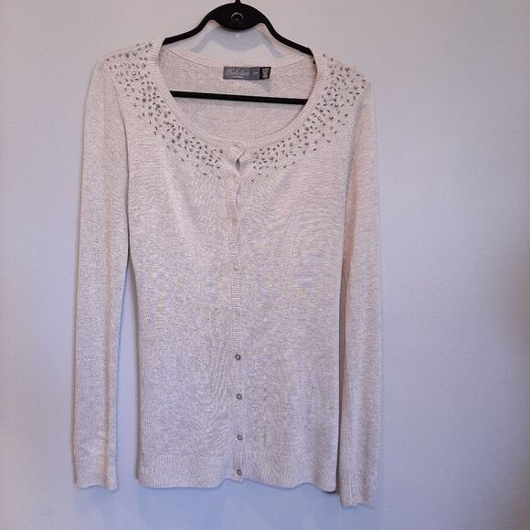 🍁COSTA BLANCA Beaded Button Front Cardigan Sweater Soft Viscose Knit - Picture 11 of 15